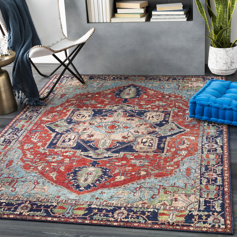 World Menagerie Croft Oriental Red/Blue Area Rug & Reviews Wayfair